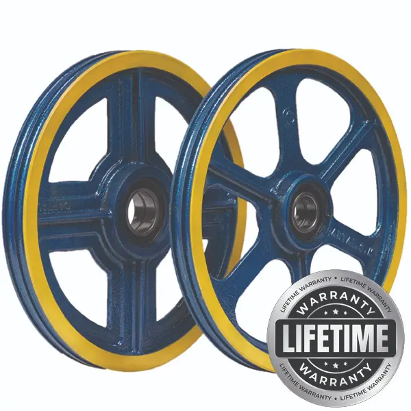 فلکه هرزگرد چدنی هیدرولیک قطر 400 ، 1 شیار ،  با شفت 40 ، دو بلبرینگ(چین) همراه ملزومات (دو عدد فلکه)  