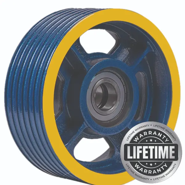 فلکه هرزگرد چدنی قطر 320 ، 7 شیار ، گام 12 و 13 با شفت 60 ، دو بلبرینگ(ژاپن) همراه ملزومات  