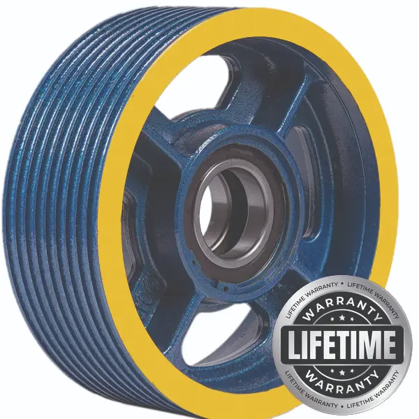 فلکه هرزگرد چدنی قطر 320 ، 9 شیار ، گام 12 تا 14 با شفت 60 ، دو بلبرینگ(چین) همراه ملزومات  