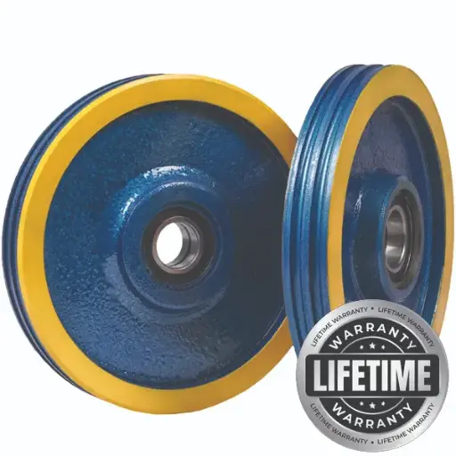 فلکه هرزگرد چدنی هیدرولیک قطر 150 ، 2 شیار ، گام 17 با شفت 40 دو بلبرینگ(چین) همراه ملزومات (دو عدد فلکه) 