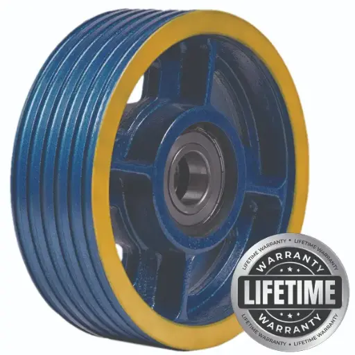 فلکه هرزگرد چدنی قطر 320 ، 6 شیار ، گام 17 با شفت 50 ، دو بلبرینگ(چین) همراه ملزومات  