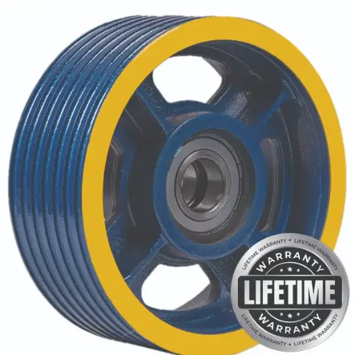 فلکه هرزگرد چدنی قطر 320 ، 7 شیار ، گام 14 و 15 با شفت 50 ، دو بلبرینگ(چین) همراه ملزومات  